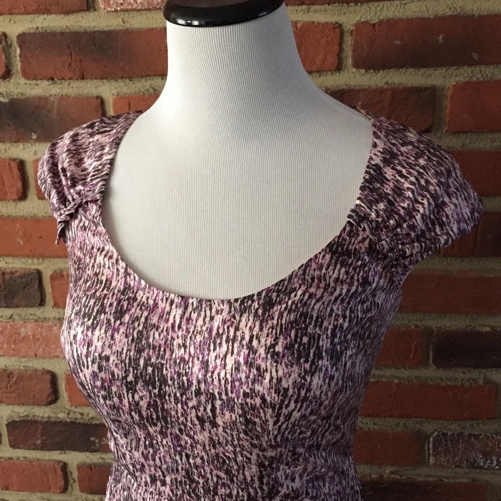 Banana Republic 100% silk Dress sz 0 cap sleeve Pink Dress Scoop neck dress - Picture 2 of 6